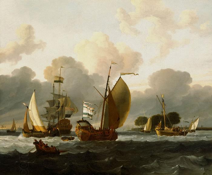 Ludolf Bakhuizen A Dutch Yacht Before the Wind in a Harbour China oil painting art